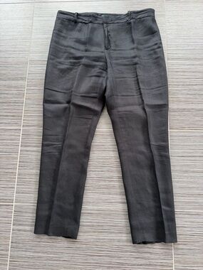 Ralph Lauren Black Lined 100% Linen Slacks Size 12P